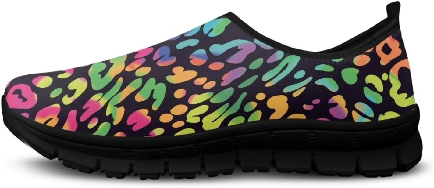 Animal Print Loafers for Women Dressy Non Slip Breathable Athletic Sneaker Lightweight Low Cut Tennis Shoes Flat Walking Driving Shoe