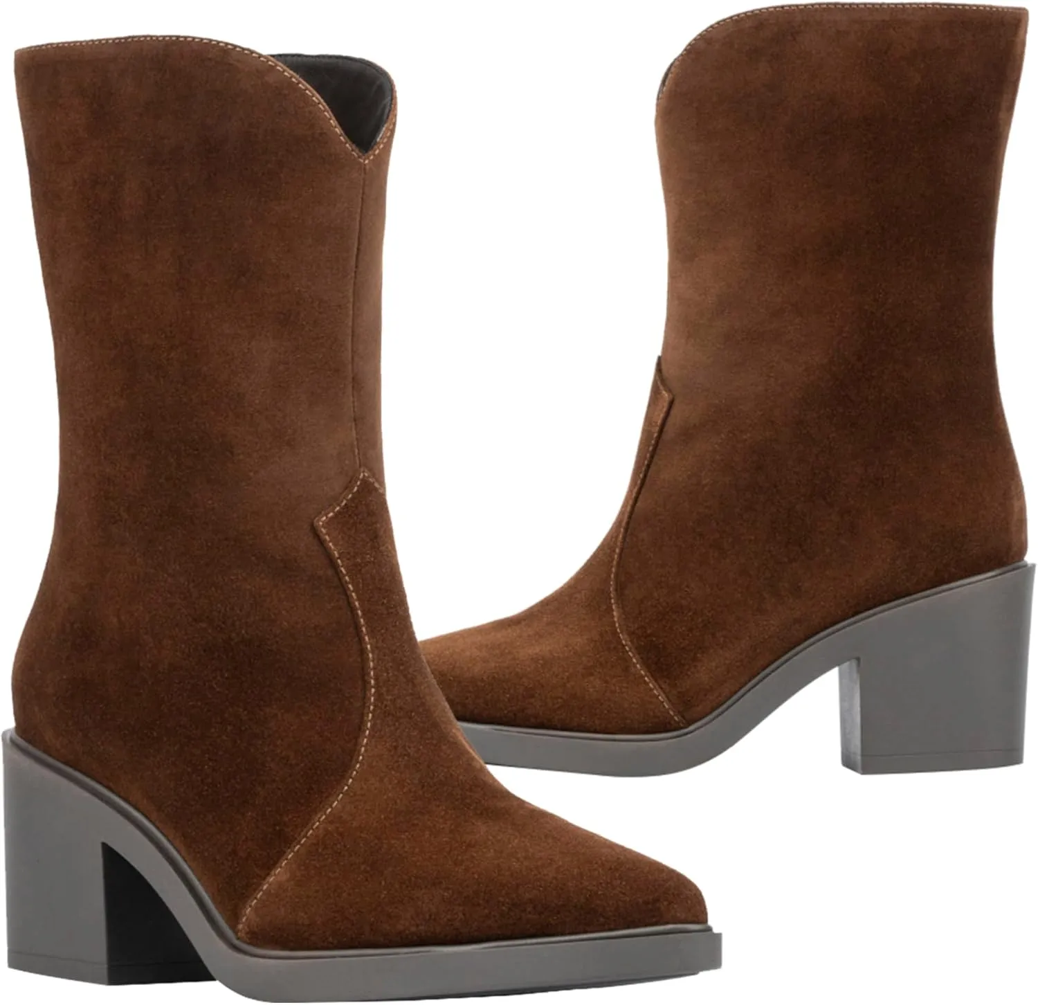 Aquatalia Women's Celesta Boots, Suede Upper, Breathable Signature Fabric Lining, Pointed Toe, Rubber Outsole