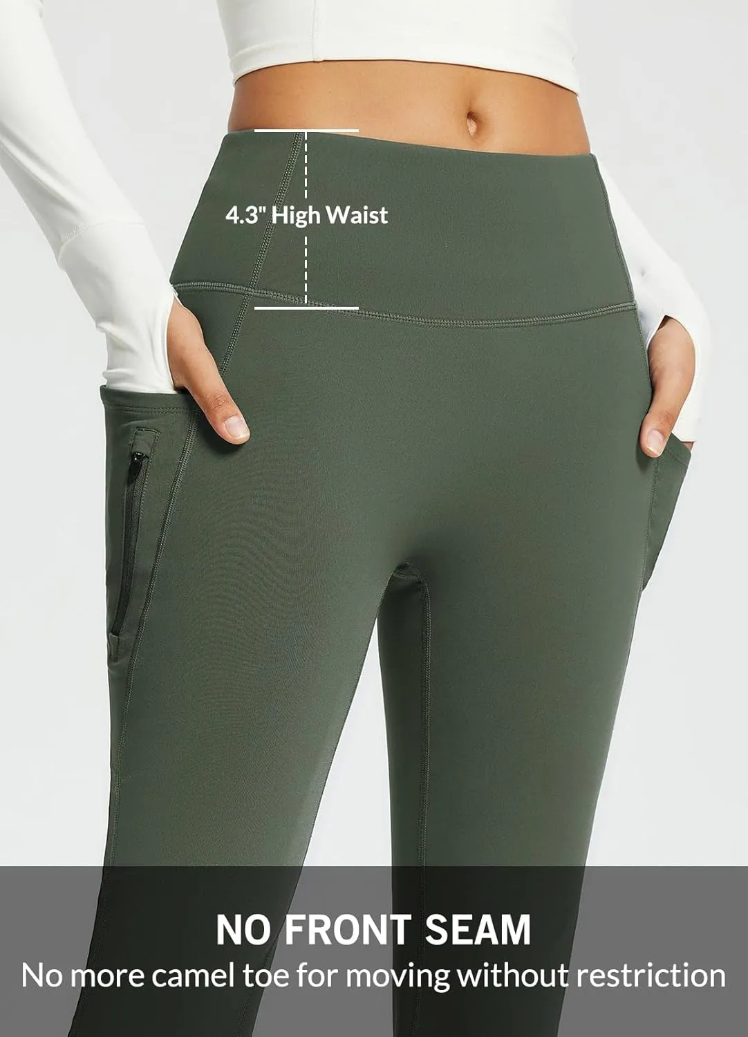 baleaf Women's Fleece Lined Pants Water Resistant Winter Thermal Warm Flare Leggings Bell Bottom Yoga Pants with Pockets