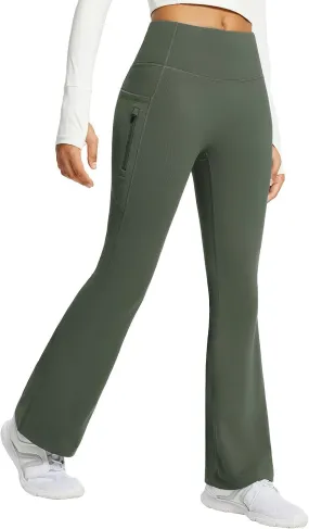 baleaf Women's Fleece Lined Pants Water Resistant Winter Thermal Warm Flare Leggings Bell Bottom Yoga Pants with Pockets