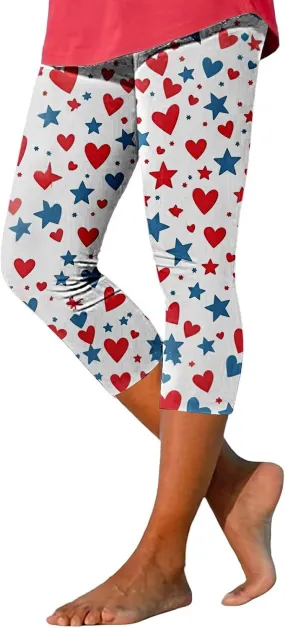 Capri for Women Casual Summer High Waist Slim Knee - Length Women's Quality Floral Print Yoga Capri Leggings