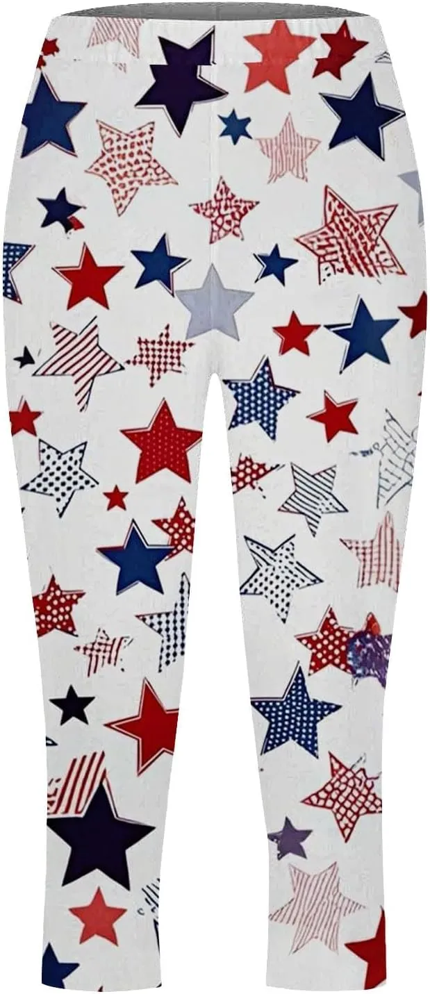 Capri for Women Casual Summer High Waist Slim Knee - Length Women's Quality Floral Print Yoga Capri Leggings