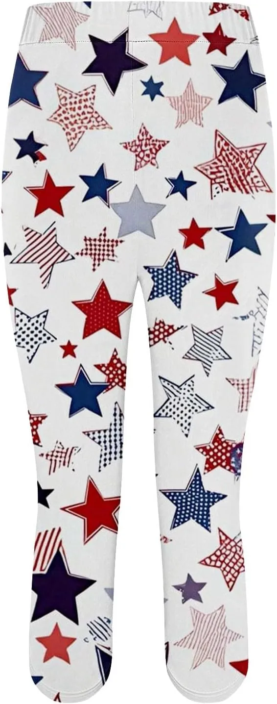 Capri for Women Casual Summer High Waist Slim Knee - Length Women's Quality Floral Print Yoga Capri Leggings
