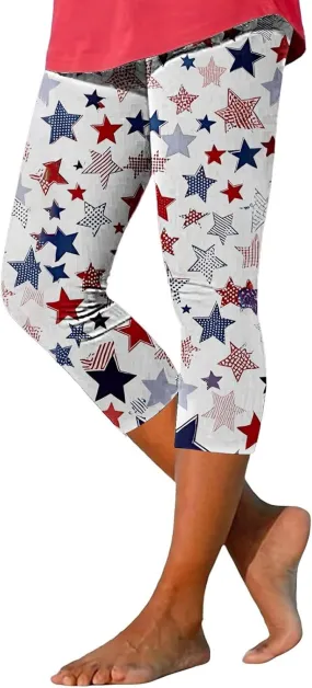 Capri for Women Casual Summer High Waist Slim Knee - Length Women's Quality Floral Print Yoga Capri Leggings