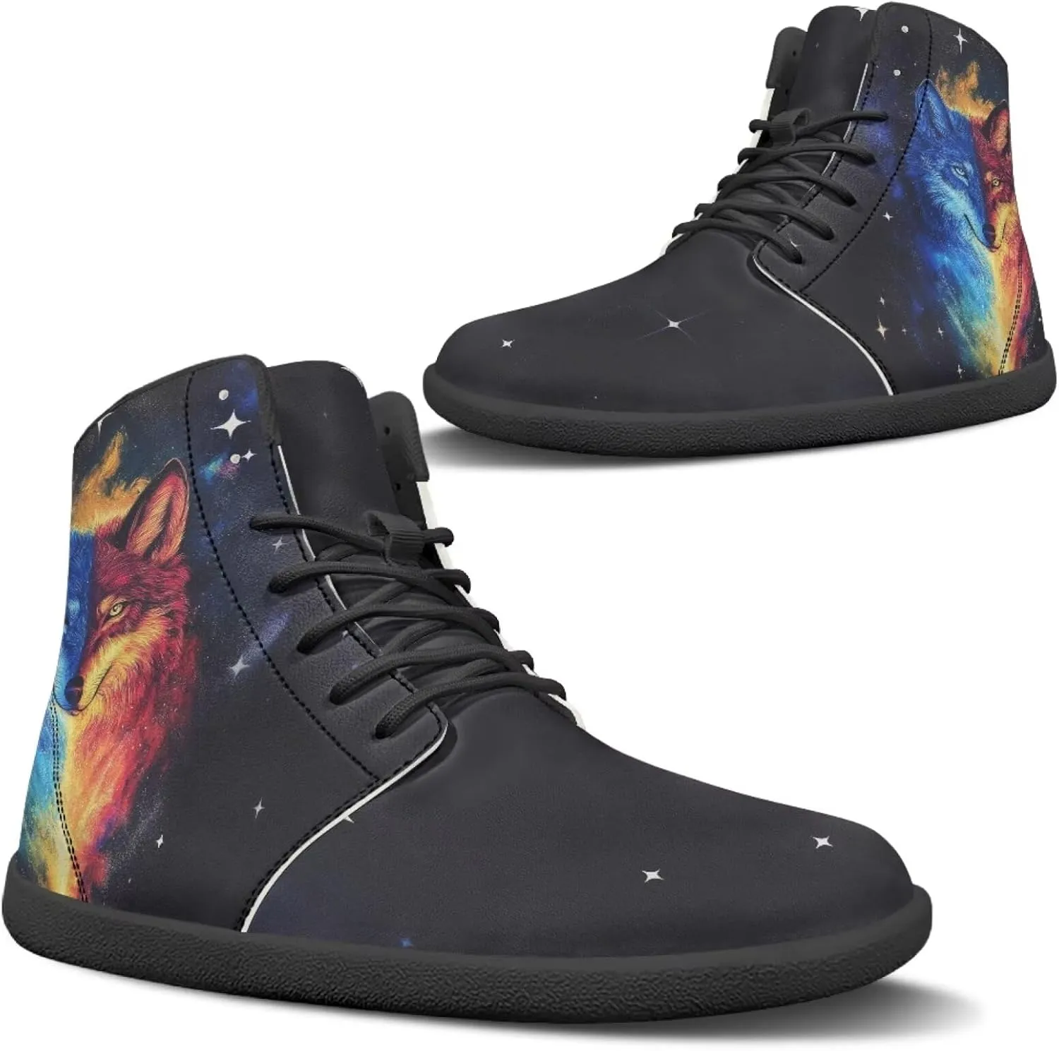 chaqlin Graphic Printing High Top Barefoot Shoes Workout Shoes Zero Drop Walking Shoes