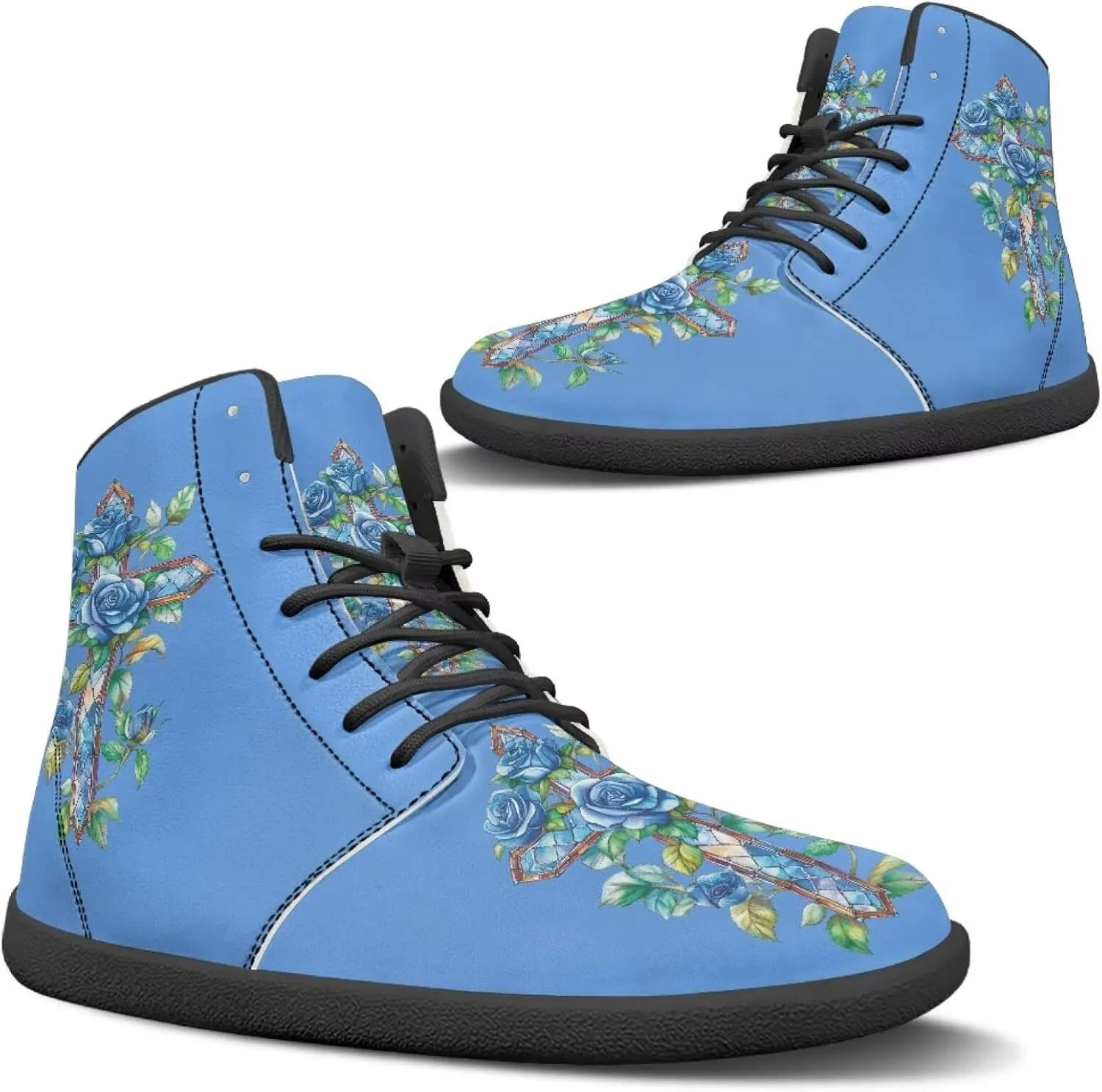 chaqlin Graphic Printing High Top Barefoot Shoes Workout Shoes Zero Drop Walking Shoes