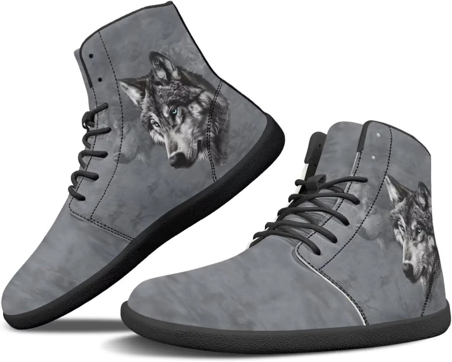 chaqlin Graphic Printing High Top Barefoot Shoes Workout Shoes Zero Drop Walking Shoes
