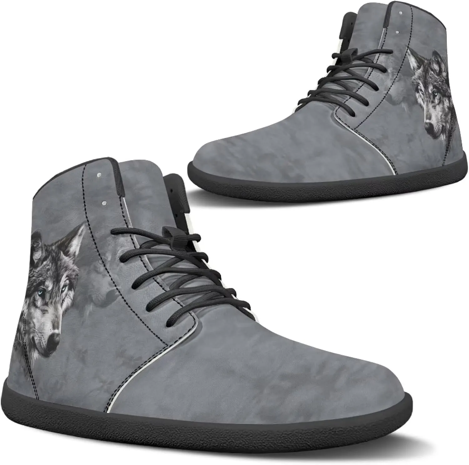 chaqlin Graphic Printing High Top Barefoot Shoes Workout Shoes Zero Drop Walking Shoes