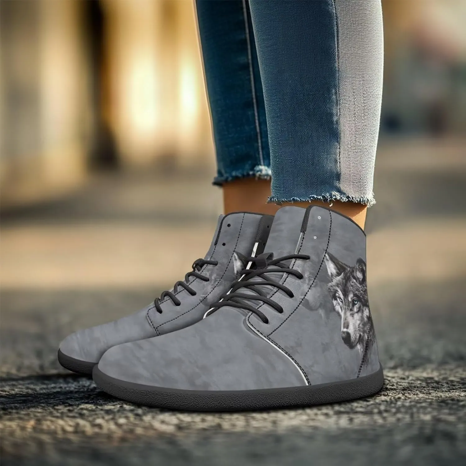 chaqlin Graphic Printing High Top Barefoot Shoes Workout Shoes Zero Drop Walking Shoes