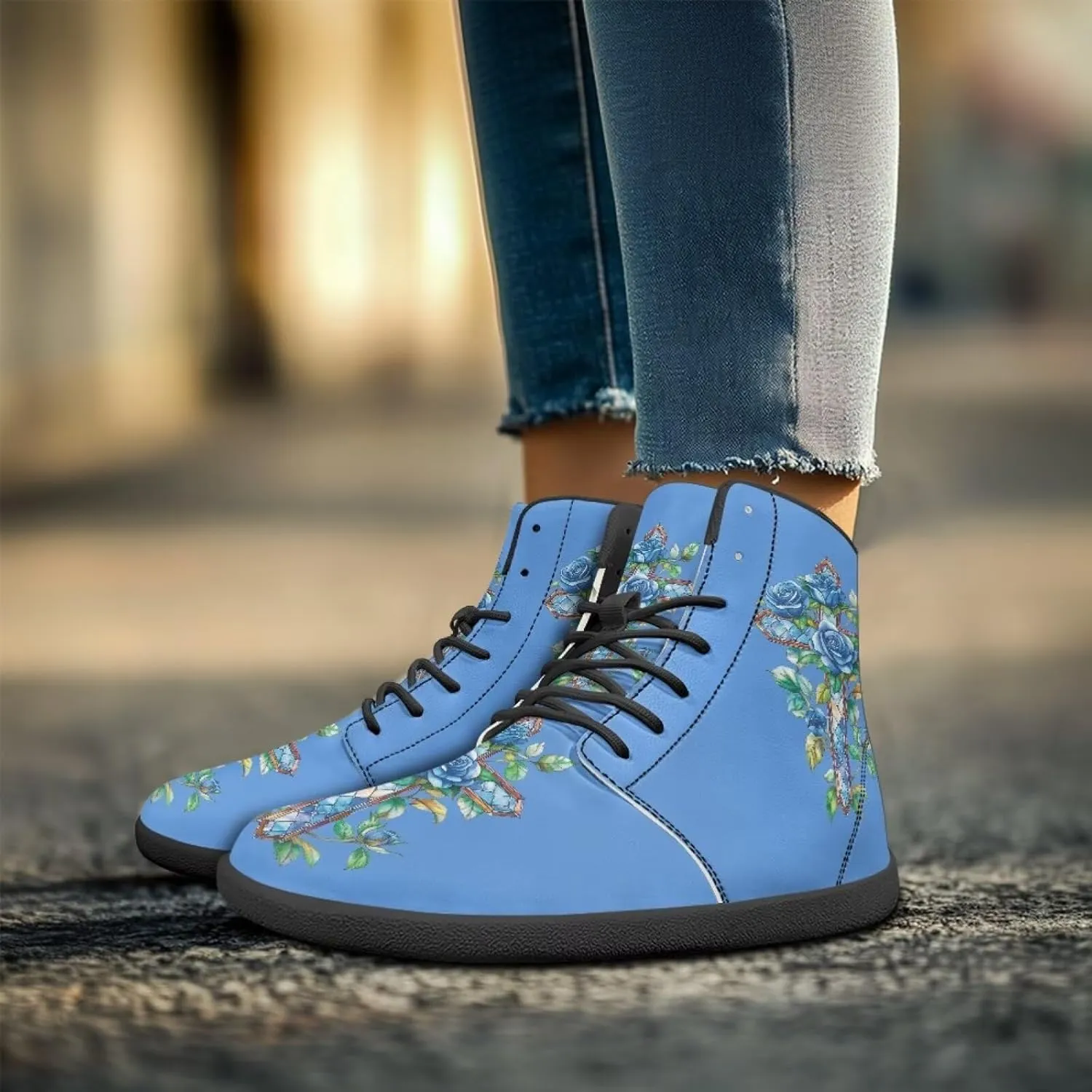 chaqlin Graphic Printing High Top Barefoot Shoes Workout Shoes Zero Drop Walking Shoes