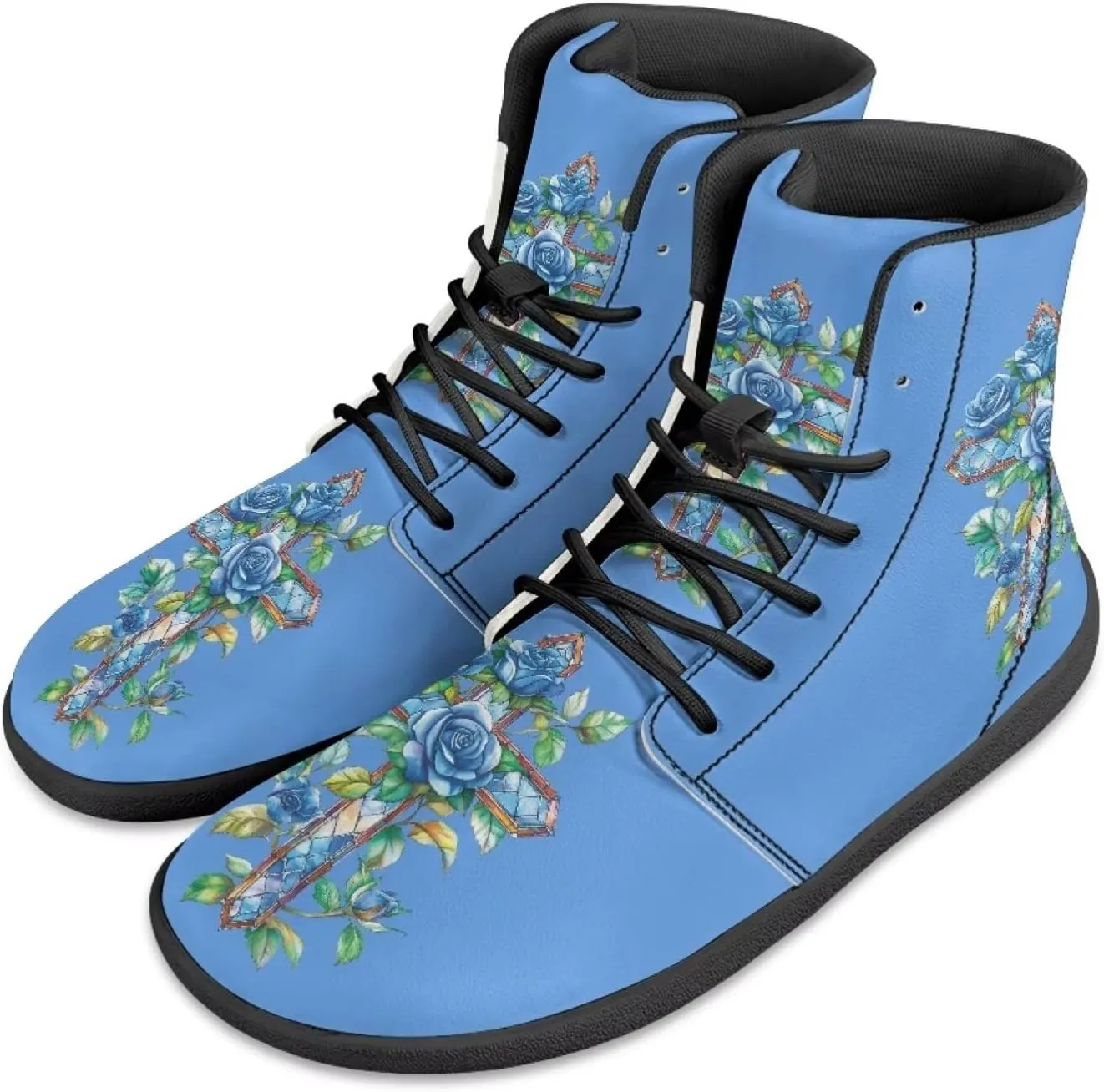 chaqlin Graphic Printing High Top Barefoot Shoes Workout Shoes Zero Drop Walking Shoes