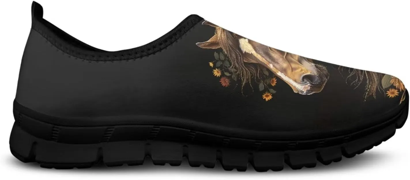 Horse Slip On Sneakers Comfort Loafers for Women Dressy Clothes Breathable Low Cut Shoes Flats Soft Sole Casual Walking Shoe