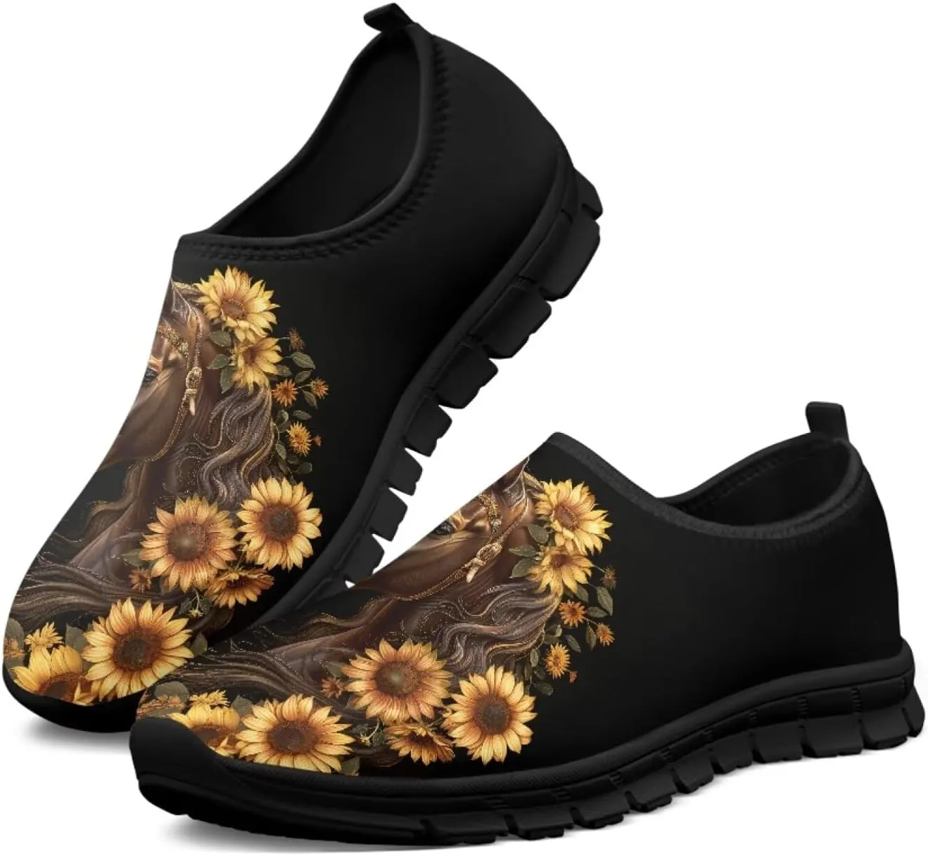 Horse Slip On Sneakers Comfort Loafers for Women Dressy Clothes Breathable Low Cut Shoes Flats Soft Sole Casual Walking Shoe