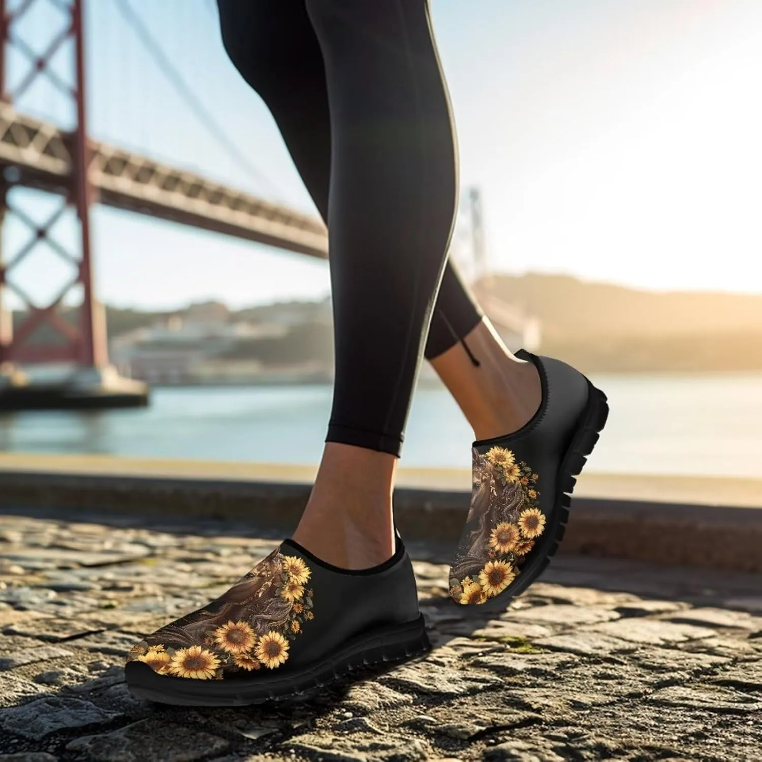 Horse Slip On Sneakers Comfort Loafers for Women Dressy Clothes Breathable Low Cut Shoes Flats Soft Sole Casual Walking Shoe