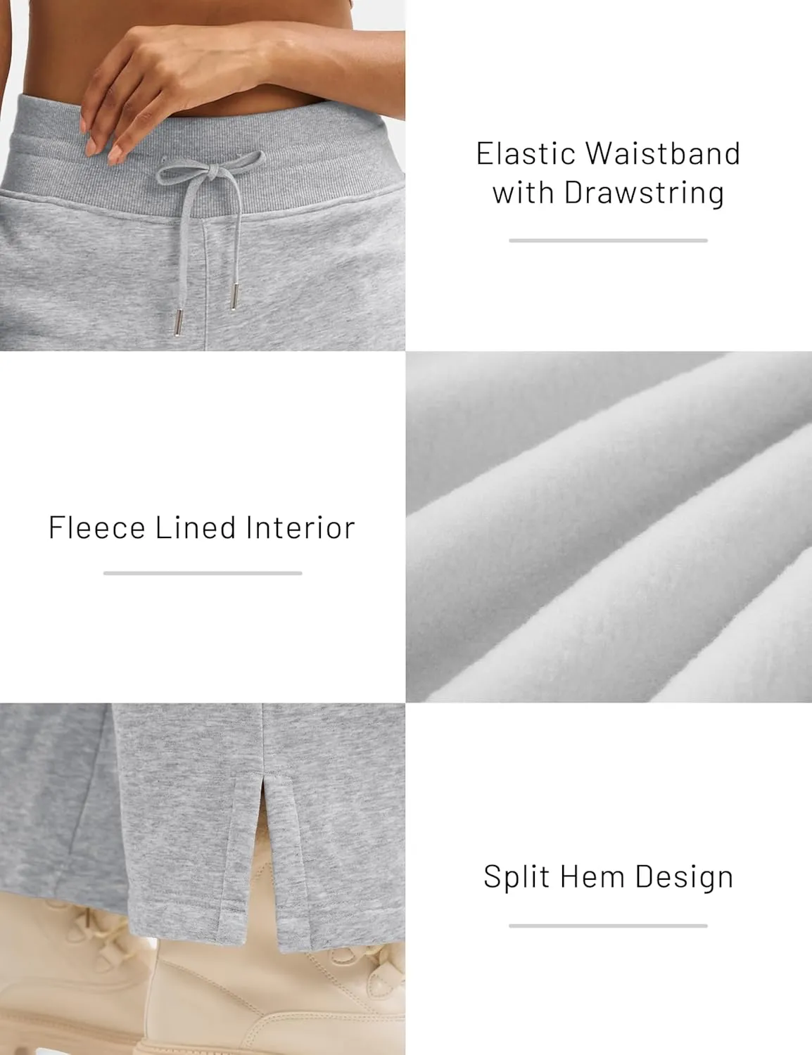 MAGCOMSEN Women's Wide Leg Sweatpants Fleece Lined Lounge Pants High Waisted Baggy Warm Winter Pants with Pockets
