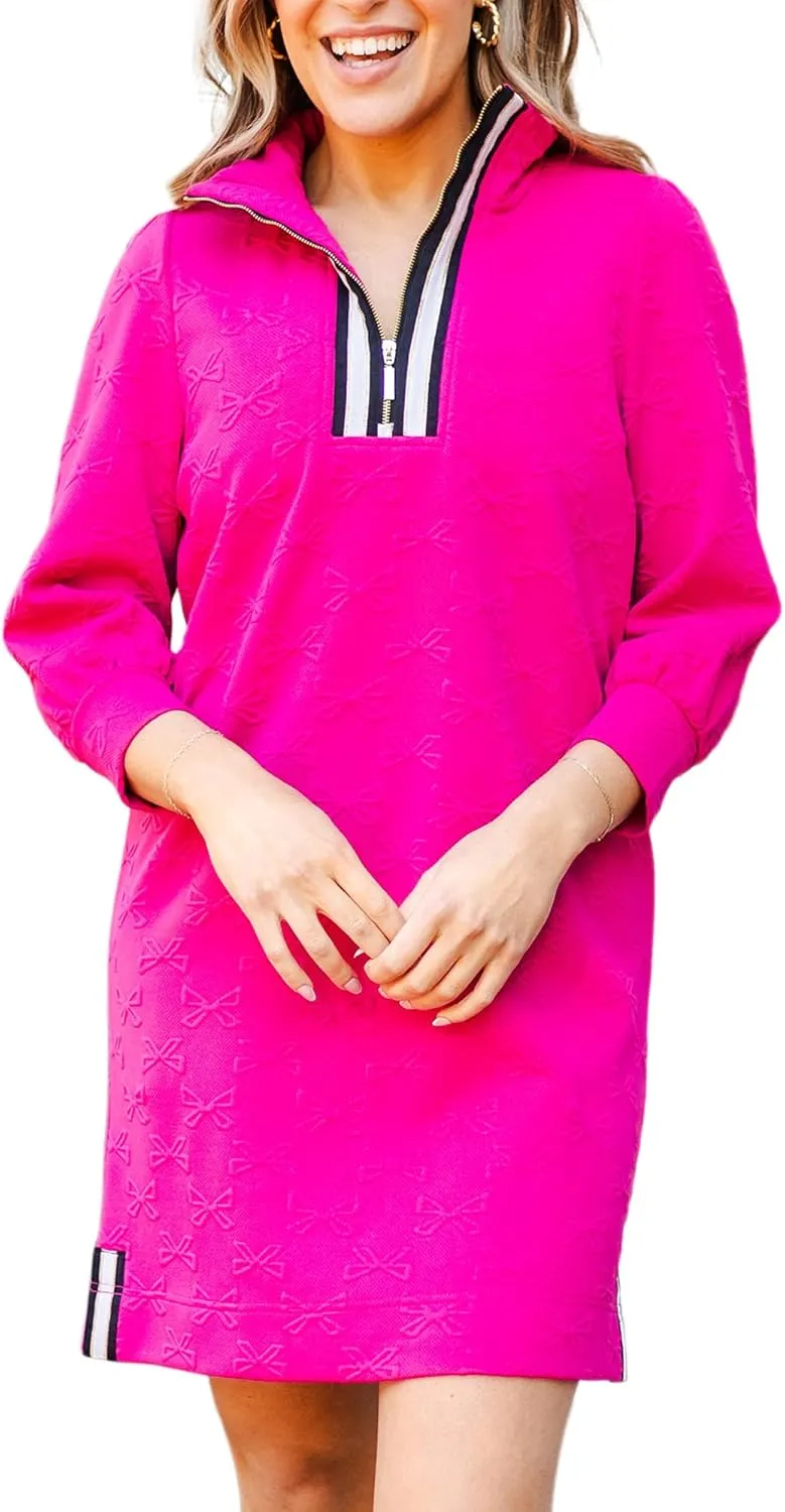 Mary Square Women's Everyday Apparel, Evelyn Style Straight Fit Pullover Dress, Polyester Bows